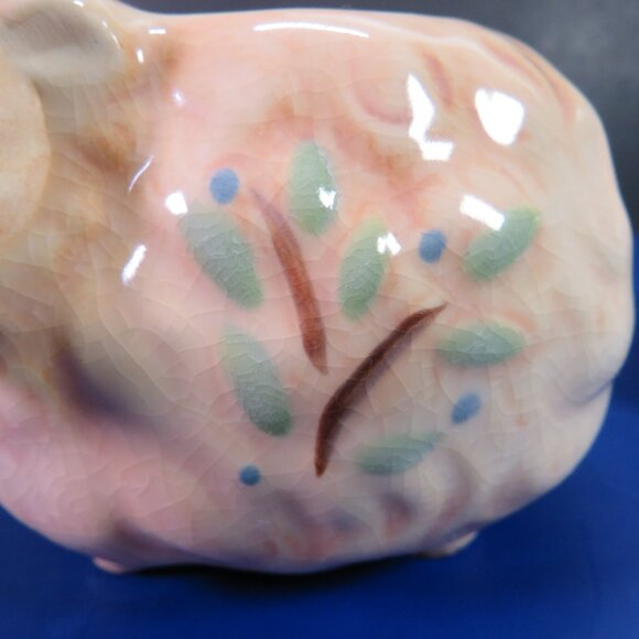 Tan Sheep Lamb (2) Tea Light Holders w Tree design on side Has Crazing Ceramic - Picture 6 of 15